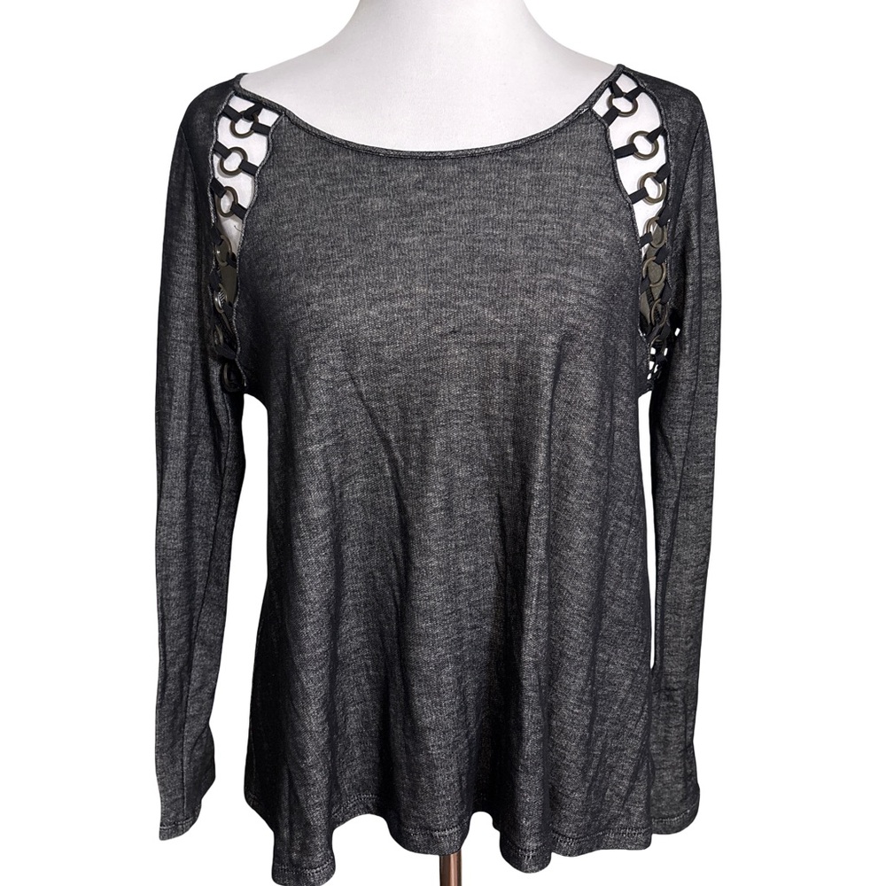 Rebecca Minkoff Gray Long Sleeve Blouse Chain Detail
